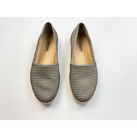 Paul Green Layla Espadrille Flats Women 3.5 US 6 EUC Textured Leather Beige Gray - Picture 2 of 15